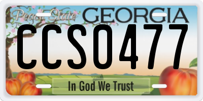 GA license plate CCS0477