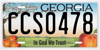 GA license plate CCS0478