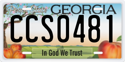 GA license plate CCS0481