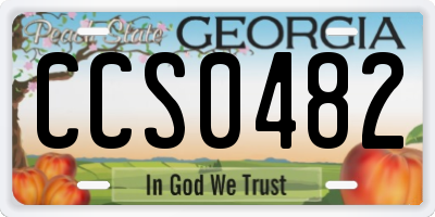 GA license plate CCS0482