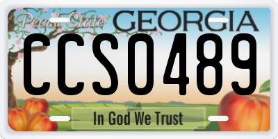 GA license plate CCS0489