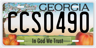 GA license plate CCS0490