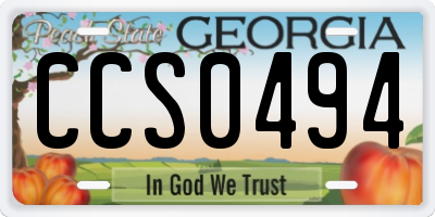 GA license plate CCS0494
