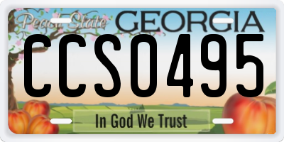 GA license plate CCS0495