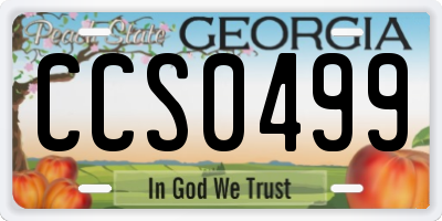 GA license plate CCS0499