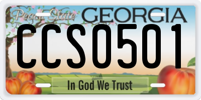 GA license plate CCS0501
