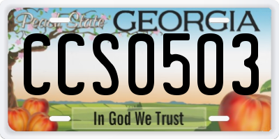 GA license plate CCS0503