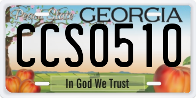 GA license plate CCS0510