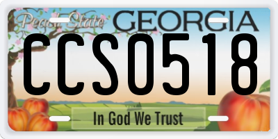GA license plate CCS0518