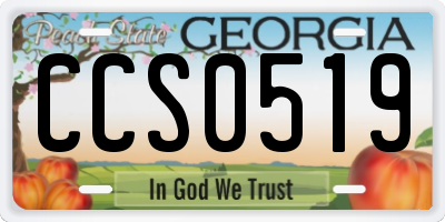 GA license plate CCS0519