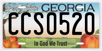 GA license plate CCS0520