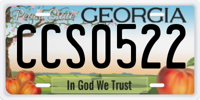 GA license plate CCS0522