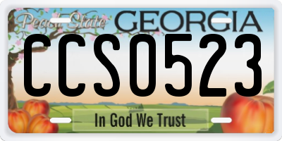 GA license plate CCS0523