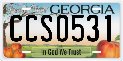 GA license plate CCS0531