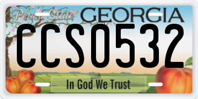 GA license plate CCS0532