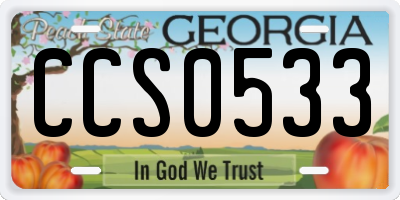 GA license plate CCS0533