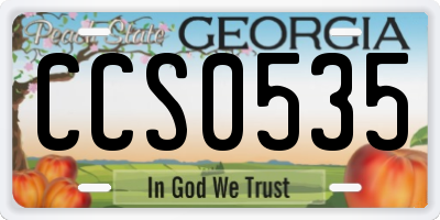 GA license plate CCS0535