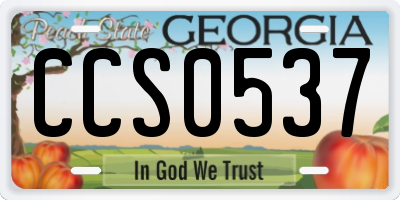 GA license plate CCS0537