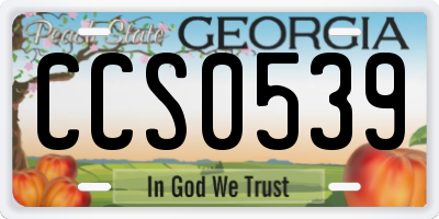 GA license plate CCS0539