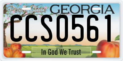 GA license plate CCS0561