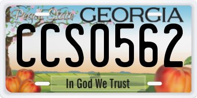 GA license plate CCS0562