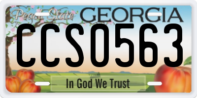 GA license plate CCS0563
