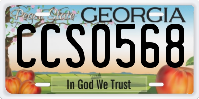 GA license plate CCS0568