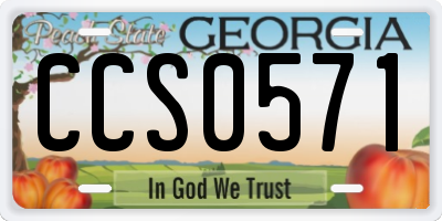 GA license plate CCS0571
