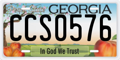 GA license plate CCS0576