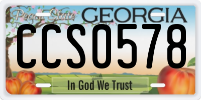 GA license plate CCS0578