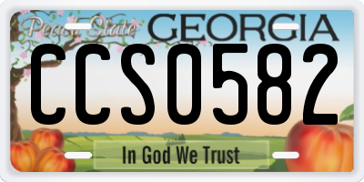 GA license plate CCS0582