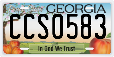 GA license plate CCS0583