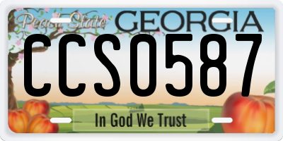 GA license plate CCS0587