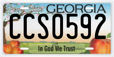 GA license plate CCS0592