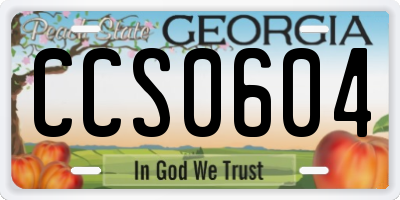 GA license plate CCS0604