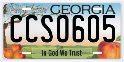 GA license plate CCS0605