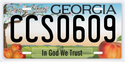 GA license plate CCS0609