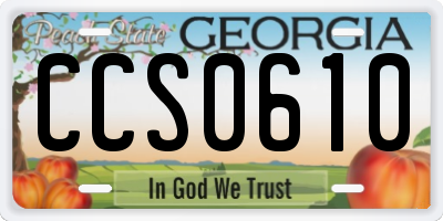 GA license plate CCS0610