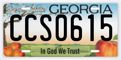 GA license plate CCS0615