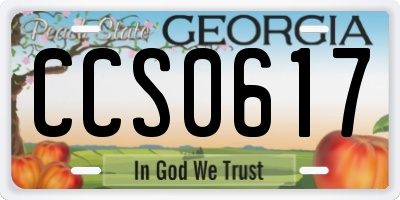 GA license plate CCS0617