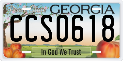 GA license plate CCS0618