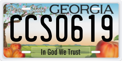 GA license plate CCS0619
