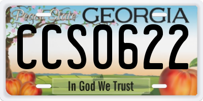 GA license plate CCS0622