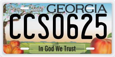 GA license plate CCS0625