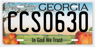 GA license plate CCS0630