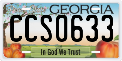 GA license plate CCS0633