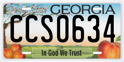 GA license plate CCS0634