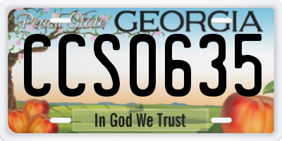 GA license plate CCS0635