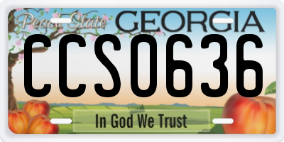 GA license plate CCS0636