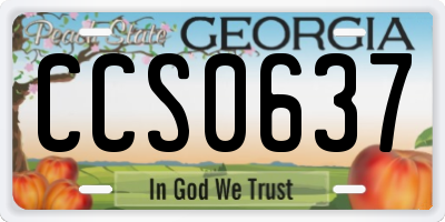 GA license plate CCS0637